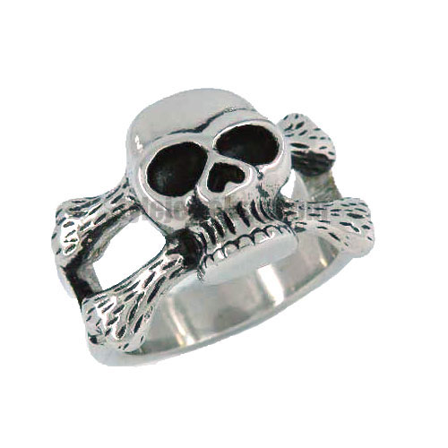 Gothic Stainless Steel Skull Bone Ring, Skeleton Skull Bone Biker Ring SWR0040 - Click Image to Close